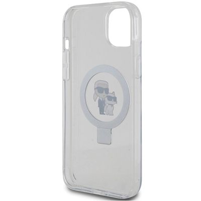 7. Etui Karl Lagerfeld Ring Stand Karl&Choupettte MagSafe na iPhone 15 Plus / 14 Plus 6.7" - białe