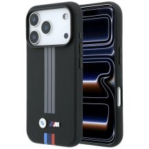 Etui BMW M Quadrille Kevlar Anthracite & Tricolor Print Lines MagSafe na iPhone 18 Pro Max / 17 Pro Max - czarne