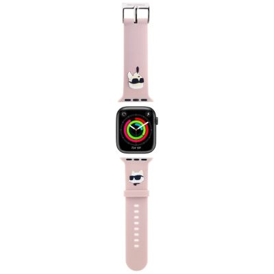 2. Pasek Karl Lagerfeld 3D Rubber Karl&Choupette Heads na Apple Watch 38/40/41mm - różowy