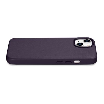 10. iCarer Case Leather pokrowiec etui z naturalnej skóry do iPhone 14 Plus ciemnofioletowy (kompatybilne z MagSafe)