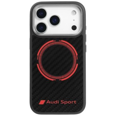 Etui Audi RSQ Carbon Fiber Sport Red Circle MagSafe do iPhone 17 Pro - czarne