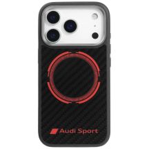 Etui Audi RSQ Carbon Fiber Sport Red Circle MagSafe do iPhone 17 Pro - czarne