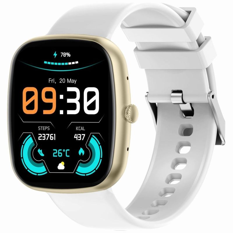 4. Smartwatch Damski GRAVITY GT18-8 Beżowy Pasek Silikonowy + Biały Pasek
