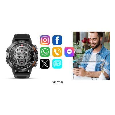 15. Smartwatch VELTORI VT120-1 Czarny Pasek Silikonowy