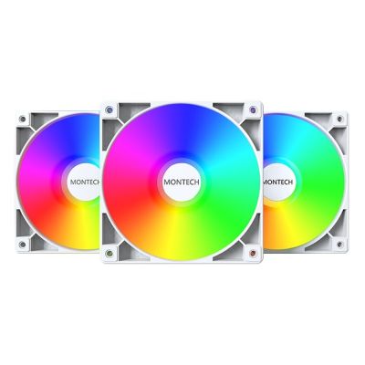 3. Wentylator Montech GF120 PWM ARGB, 3 szt. - 120mm, biały