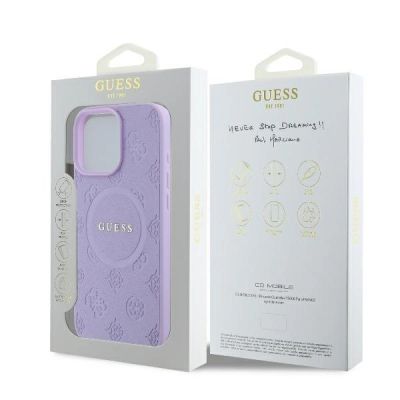 8. Etui Guess Saffiano Peony Classic Logo MagSafe na iPhone 16 Pro Max - fioletowe