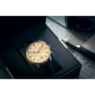 3. Zeppelin 7684-5 zegarek Wrist watch Męski Kwarc Srebrny