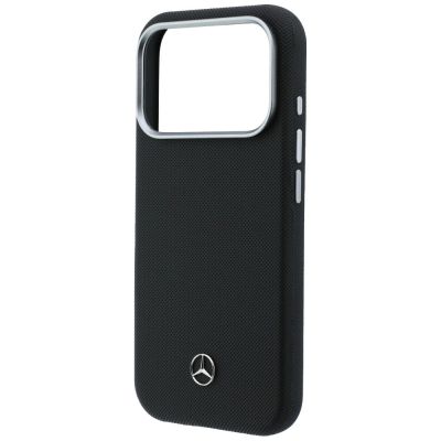 6. Etui Mercedes Leather Semi Wrap Wood Effect MagSafe na iPhone 17 Pro Max - czarne