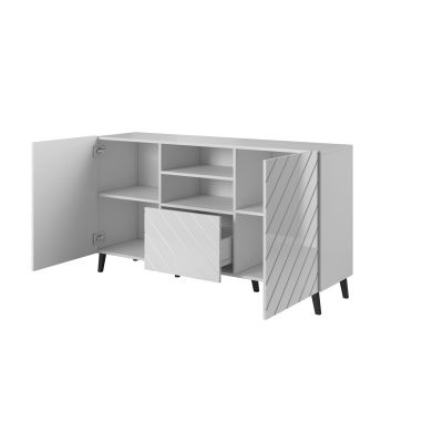2. Komoda ABETO 150x42x82 biały/biały połysk
