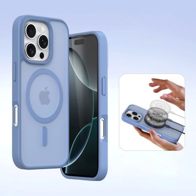 5. Etui skórzane Dux Ducis Lawa na iPhone 16 Pro z odłączanym portfelem magnetycznym - błękitne