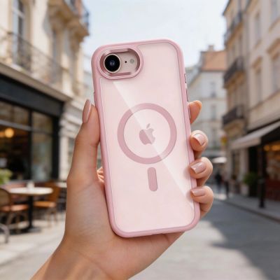 6. Etui Tech-Protect Magmat MagSafe na iPhone 16e / 17e - przezroczysto-różowe