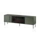 Szafka RTV EF + kominek czarny TRESSE 180x40x54,5 zieleń mat