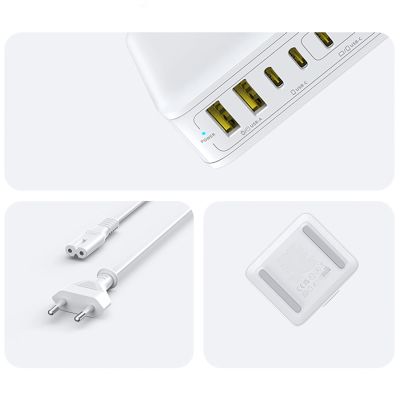 13. Stacja ładująca Baseus EnerFill FH21 120W 4xUSB-C + 2xUSB-A - biała