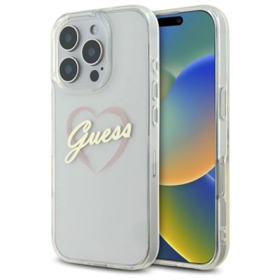 Etui Guess IML Heart na iPhone 16 Pro Max - przezroczyste