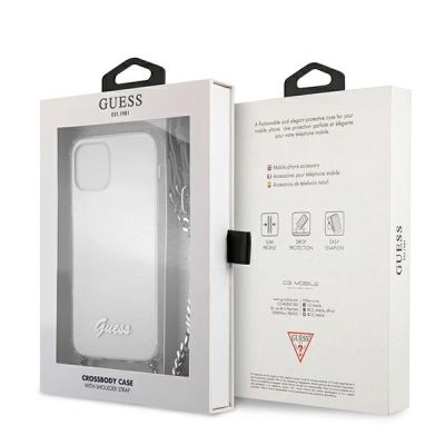 8. Etui Guess 4G Silver Chain na iPhone 12 Pro Max - przezroczyste