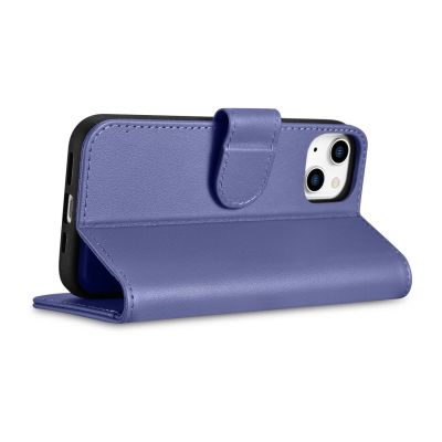 7. iCarer Wallet Case 2in1 etui iPhone 14 Plus skórzany pokrowiec z klapką Anti-RFID jasnofioletowy (WMI14220727-LP)