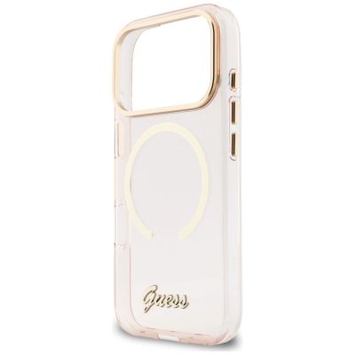 6. Etui Guess IML Script Metal MagSafe do iPhone 17 Pro Max - różowe