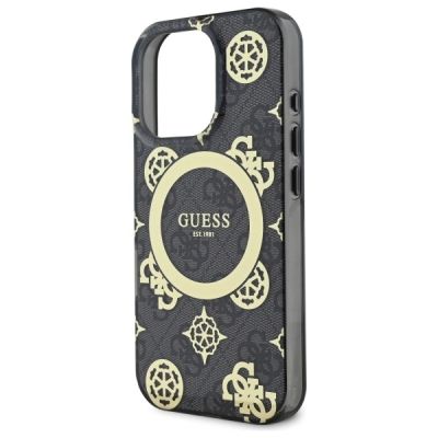 5. Etui Guess IML Peony On 4G Background MagSafe na iPhone 16 Pro Max - czarne