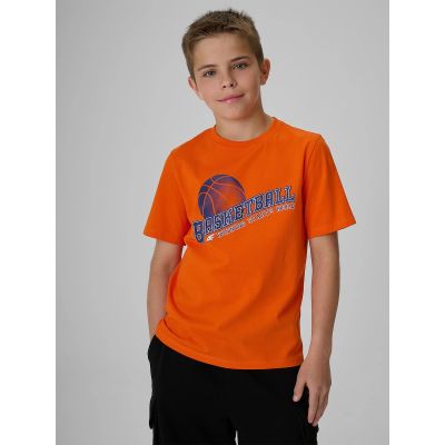 T-shirt regular z nadrukiem chłopięcy 4F 4FJRSS26TTSHM4278-70S