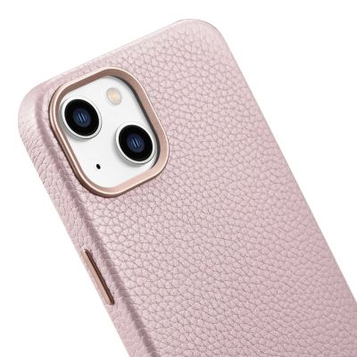 10. iCarer Litchi Premium Leather Case skórzane etui iPhone 14 Plus magnetyczne z MagSafe różowy (WMI14220711-PK)